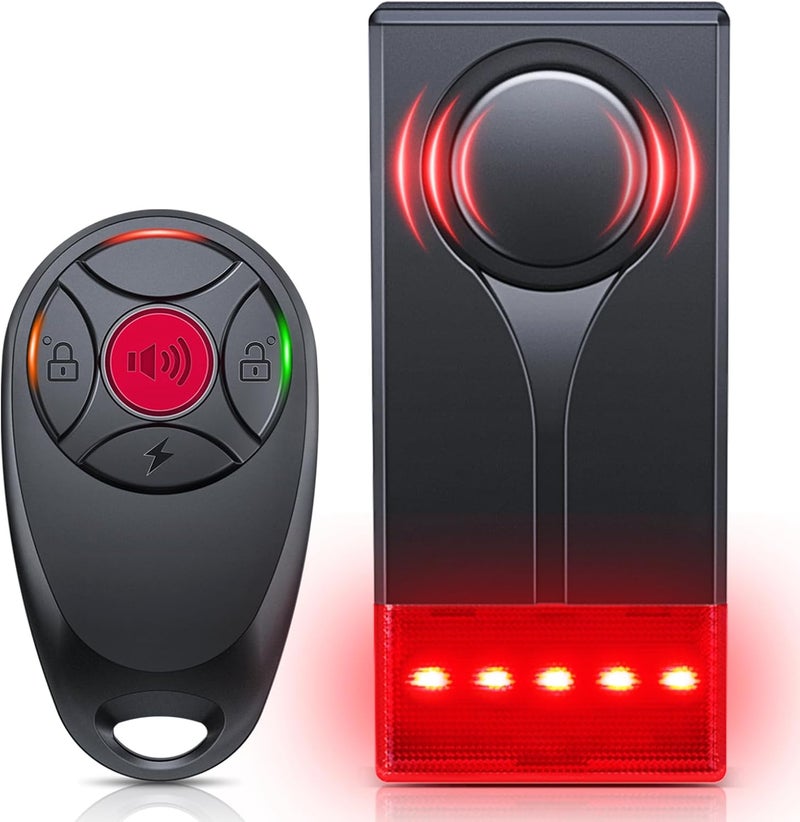 ELECTOP Car Vibration Sound & Light Alarm with Remote, 108dB Automobile Anti-Theft Vibration Alert, Anti-Theft LED Flashing Security Light Wireless Remote Vibration Car Alert Vehicle Security Alarm - Image 1